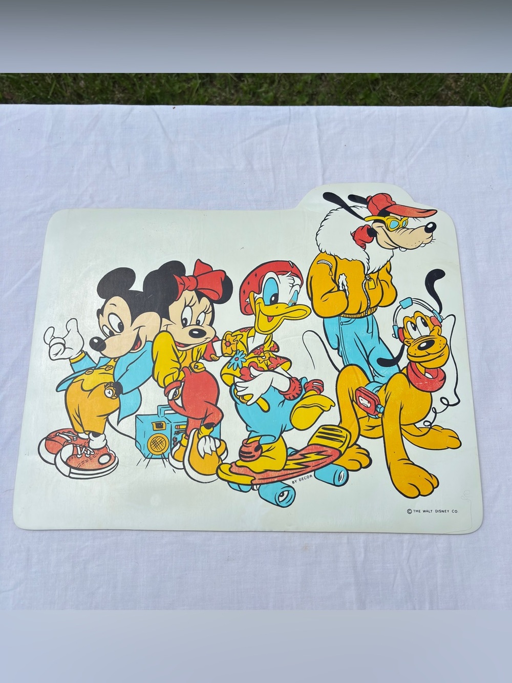 VTG 1980s Walt Disney Mickey Mouse & Friends vinyl placemat Goofy Donald Duck